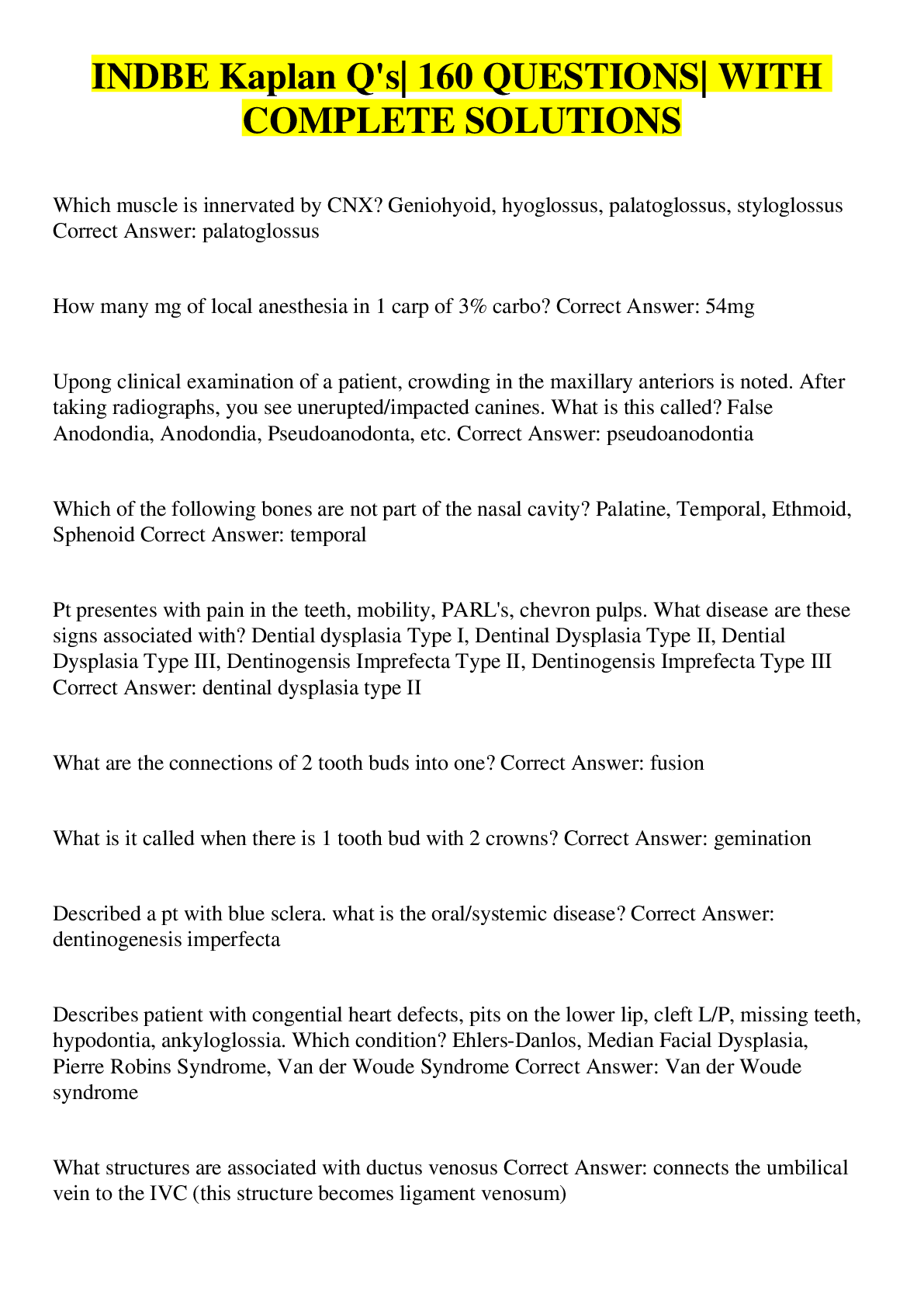 Preview image of INDBE Kaplan Q's| 160 QUESTIONS| WITH COMPLETE SOLUTIONS document